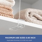 12-inch tall wardrobe shelves, made of transparent acrylic, suitable for storing wallets and handbags, with 6 extra-tall shelves.